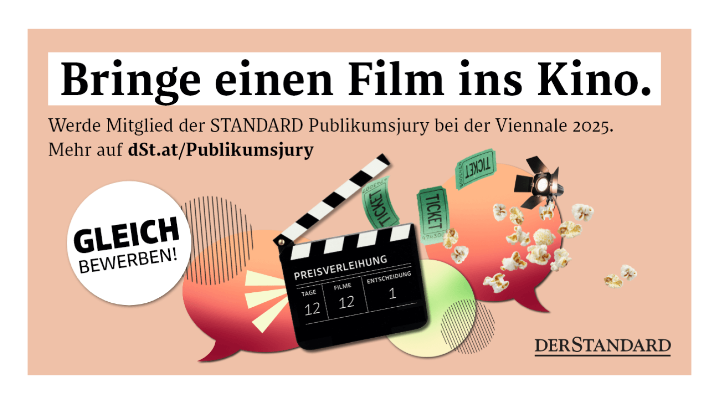 Der Standard Publikumsjury Banner mit Filmklappe und Sprechblase