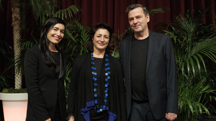 Festivaldirektorin Eva Sangiorgi, Kulturstadträtin Veronica Kaup-Hasler und Viennale Präsident Christian Petzold  beim Eröffnungsfest im Rathaus