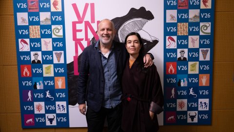 Ira Sachs (THE MAN I LOVE) und Festivaldirektorin Eva Sangiorgi, Gartenbaukino