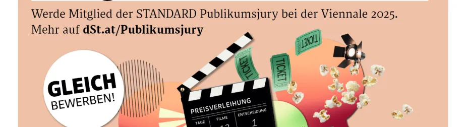Der Standard Publikumsjury Banner mit Filmklappe und Sprechblase 