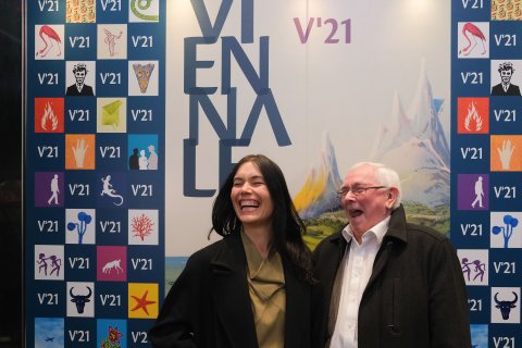 Festivaldirektorin Eva Sangiorgi und Terence Davies bei der Eröffnung der Viennale 2021 | Festival director Eva Sangiorgi and Terence Davies at the Viennale 2021 Opening 