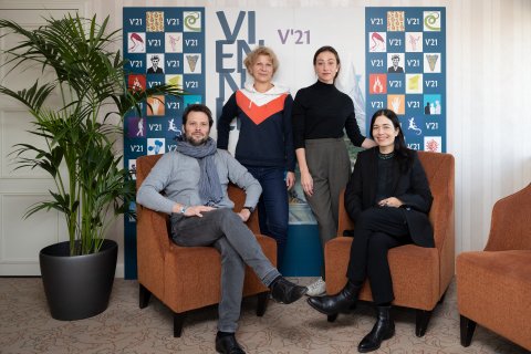 Wiener Filmpreis Jurysitzung: Sebastian Brameshuber, Christine Gaigg, Aenne Schwarz und Viennale Direktorin Eva Sangiorgi