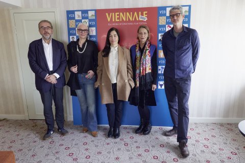 Boris Manner, Silvia Bohrn, Eva Sangiorgi, Ruth Goubran und Nicolas Mahler beim Jurymeeting des ERSTE BANK Vermehrt Schönes! Filmpreis
