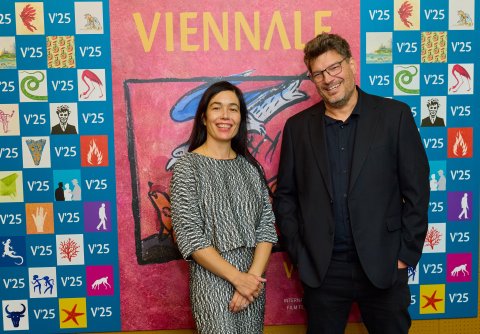 Festivaldirektorin Eva Sangiorgi und Nikolaus Geyrhalter (MELT), Gartenbaukino