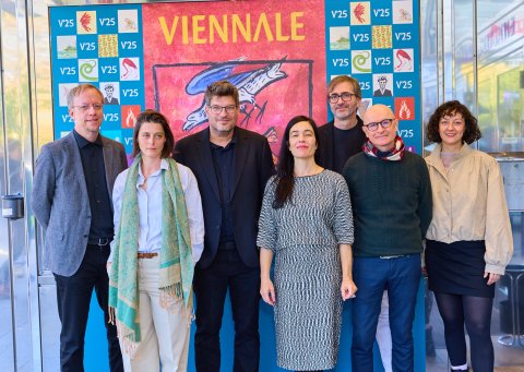 Michael Kitzberger, Sophia Laggner, Nikolaus Geyrhalter, Festivaldirektorin Eva Sangiorgi, Markus Glaser, Wolfgang Widerhofer (MELT) und Stadtkino Filmverleih Geschäftsführerin Wiktoria Pelzer