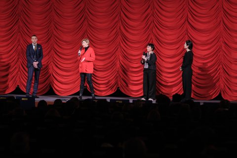 Florian Moser (Bildungsdirektion für Wien), Elisabeth Fuchs (Bildungsdirektion für Wien), Ilkim Erdost (Bereichsleiterin des Bereichs Bildung, Konsument:innen, Wien der AK Wien) und Festivaldirektorin Eva Sangiorgi, Gartenbaukino