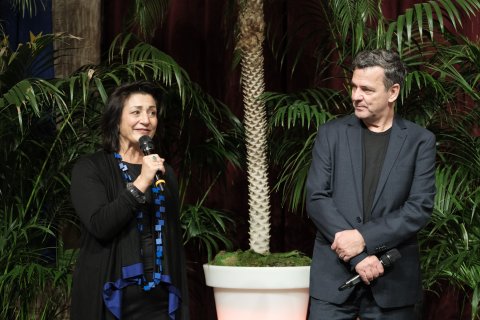 Kulturstadträtin Veronica Kaup-Hasler und Viennale Präsident Christian Petzold beim Eröffnungsfest im Rathaus