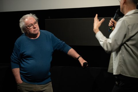 Ignacio Agüero (CARTAS A MIS PADRES MUERTOS) und Moderation James Lattimer, Filmmuseum