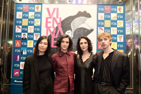 Festivaldirektorin Eva Sangiorgi, Doroteja Nadrah, Andrina Mračnikar und Oskar Haag (MILA/MARIJA), Gartenbaukino