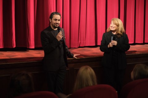 Rakan Mayasi (YESTERDAY THE EYE DIDN'T SLEEP) und Moderation Maria Giovanna Vagenas, Metro Kinokulturhaus