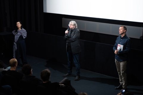 Eröffnung der Retrospektive: Eva Sangiorgi, Christoph Huber und Michael Loebenstein, Filmmuseum